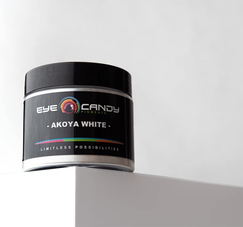 Eye Candy Pigments Premium White Mica Powder - Akoya White (50gr) - for Epoxy, Resin, Soap, Paint, Woodworking, Acrylic Pouring, Bath Bombs, Fishing Lures - DIY Arts and Crafts Additive