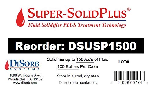 DiSorb Suction Canister Sterilizer Absorbent Powder - Absorbs Bodily Fluids & Blood - For Hospitals, Health Care Facilities, Veterinary Clinics - EPA Approved Solidifier - 1500cc -100 Bottles Per Case