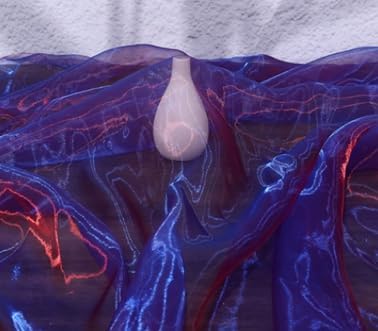 Two-Tone Iridescent Holographic Organza Fabric - 11 Yards by The Yard | Lightweight Sheer Tulle | for Wedding Dresses, Party Decor, DIY Crafts, Shiny Backdrops(Royal Blue with red)