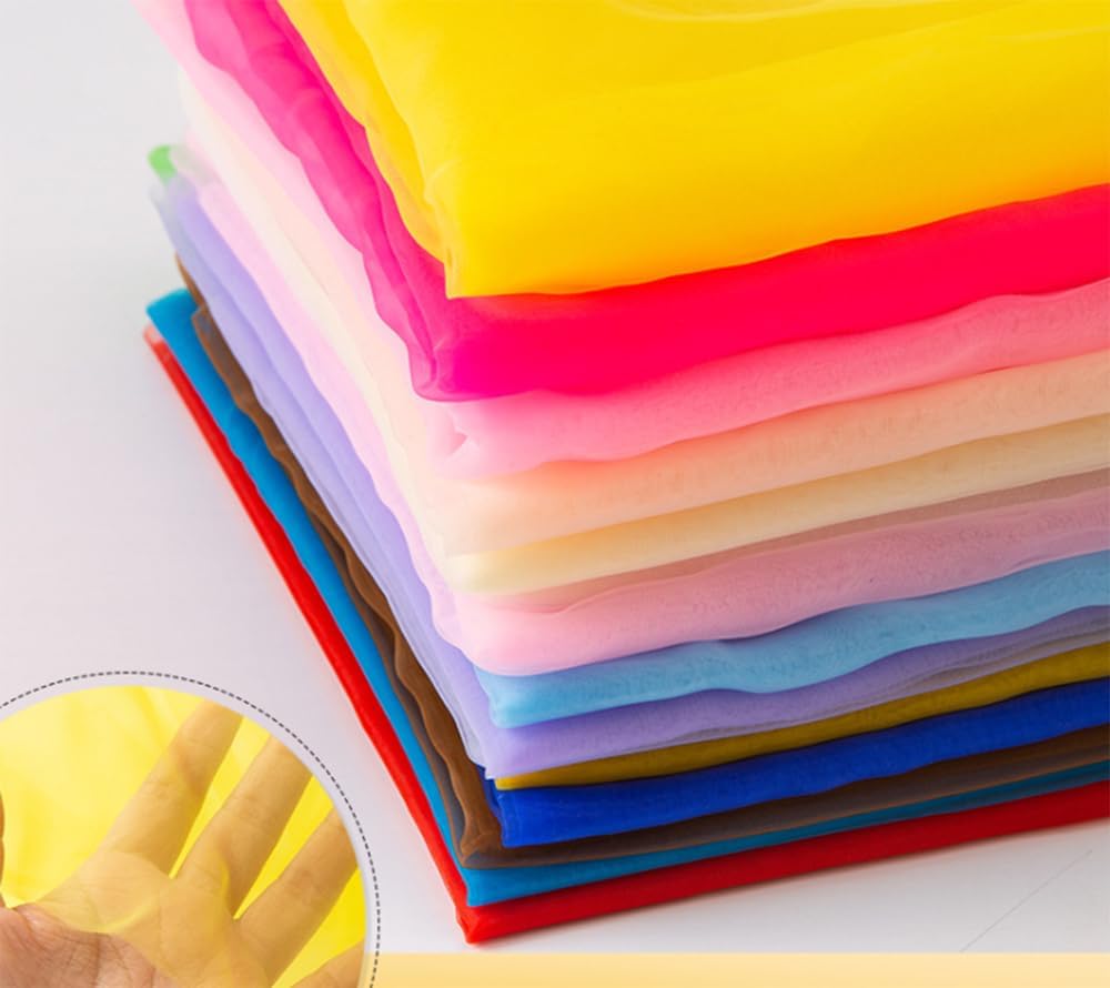 Organza Fabric 5 Yard Bridal Solid Sheer Organza Fabric Bolt for Wedding Dress, Fashion, Crafts, Decorations Silky Shiny Organza 44" - (5 Yard, Apple Red)