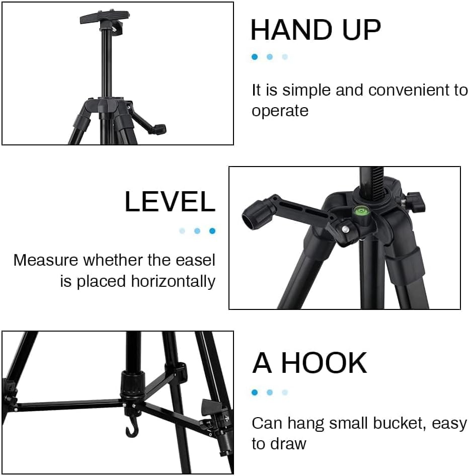 RRFTOK Art Easel Stand for Painting and Sign - Aluminum Metal Artist Tripod Adjustable Easels for Display Height from 21 to 61Inches - Canvas Stand with Paintbrush Tray for Artists Adult Holder