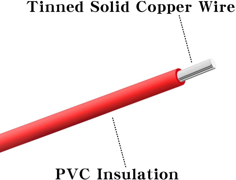 BNTECHGO 22 Gauge PVC 1007 Solid Electric Wire Green 100 ft 22 AWG 1007 Hook Up Tinned Copper Wire