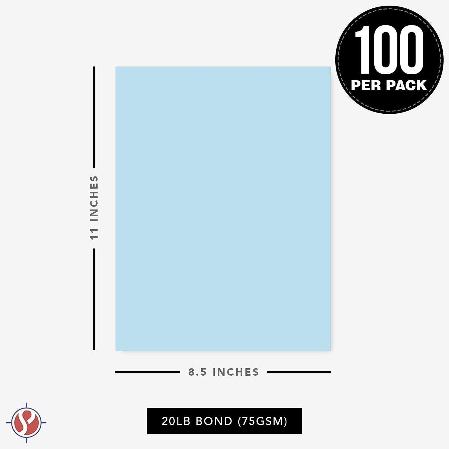 8.5 x 11" Light Blue Color Paper Smooth, for School, Office & Home Supplies, Holiday Crafting, Arts & Crafts | Acid & Lignin Free | Regular 20lb Paper - 100 Sheets
