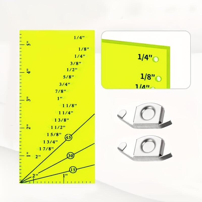 HONEYSEW Sew Seam Allowance Ruler and 2PCS Magnetic Seam Guide for Sewing Machine Perforated Seam Gauge for Perfect 1/8” to 2” Straight Line Hems Includes 1/4” Pivot Point and 45 Degree Trim Line