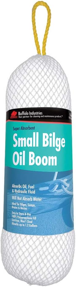Buffalo Industries (90400 5" x 15" Oil-Only Polypropylene Sorbent Bilge Boom, Absorb up to 1.2 Gallons of Oil, Fuel and Hydraulic Fluid, for Sumps, Drains and Basins, Easy to Store and use, Lint-Free