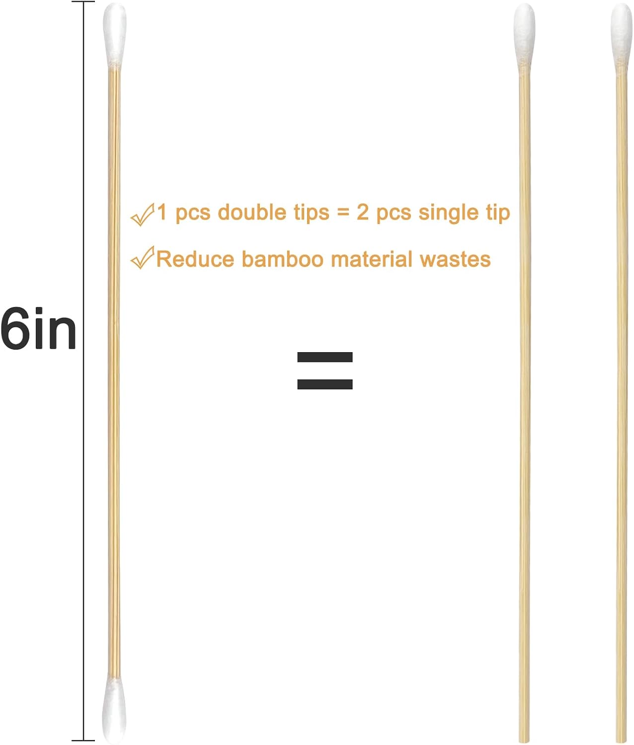 Eyxformula 200/400 Pcs Gun Cleaning Swabs with Double Pointed Tips, 6 Inch Sturdy Bamboo Sticks, Lint Free Long Cotton Swabs for Firearm Maintenance, Precision Cleaning Pistol, Rifle, Handgun, Shotgun