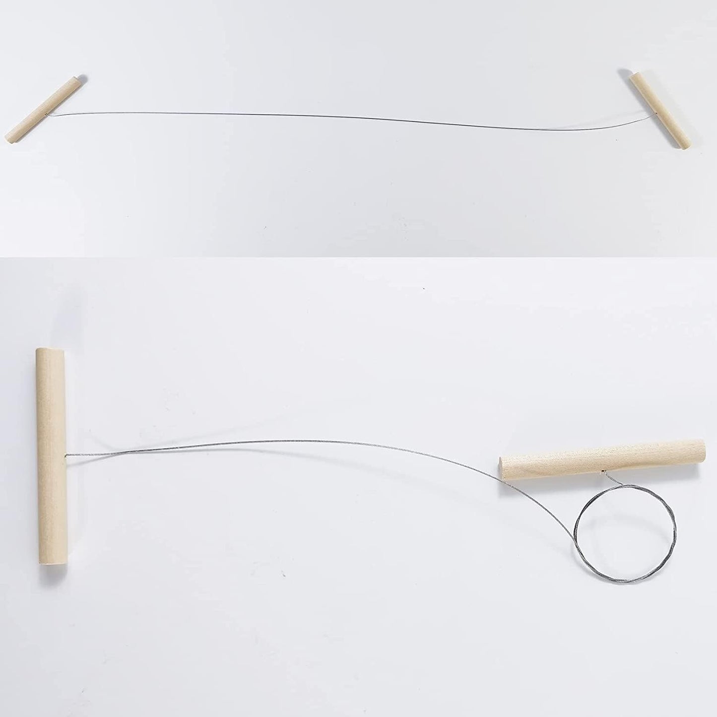 Ioffersuper 12Pcs Wire Clay Cutter with Wood Handle Easy to Use Steel Wire Cutting Tools for Cheese Plasticine Dough Mud Line Pottery Clay Ceramic Art Sculpture Cutting Cutting Pottery Tools Supplies