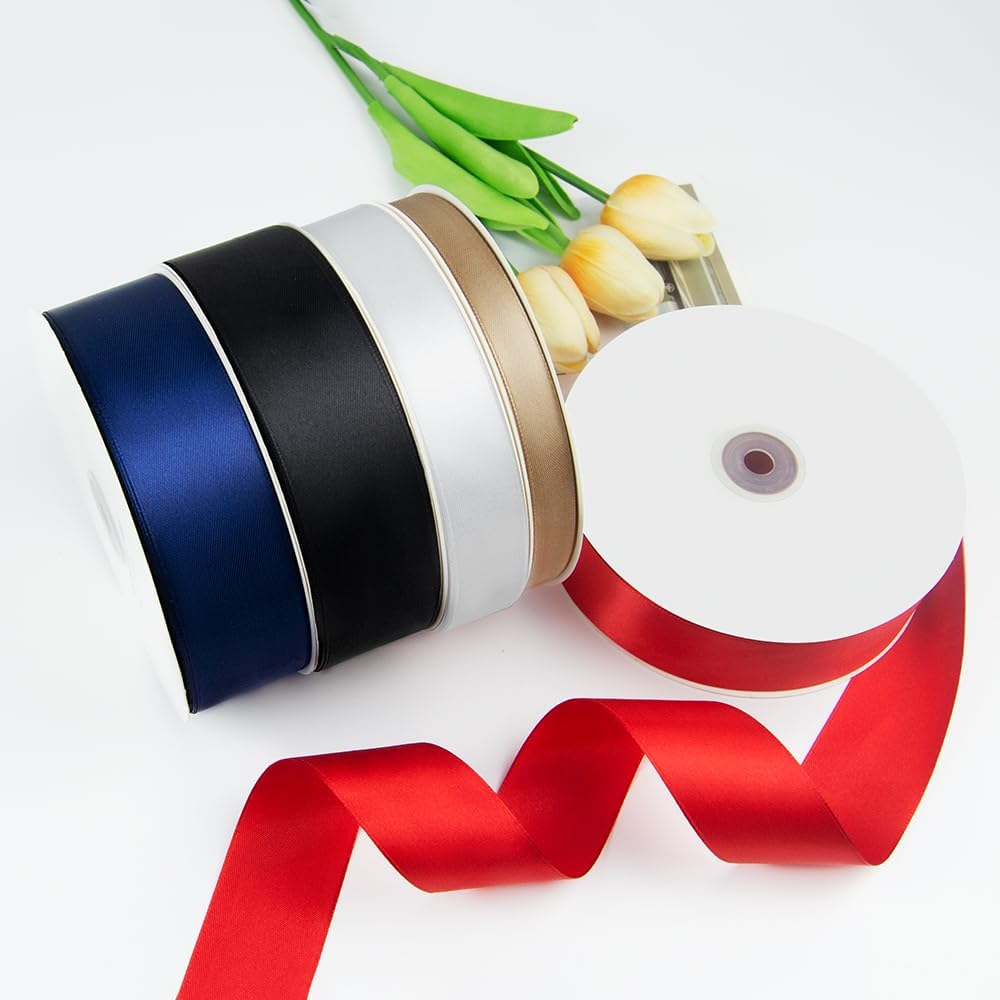 3/8" x 100 Yards Satin Ribbon - Navy Blue Silk Ribbon with Spool - Ideal for Gift Wrapping, Floral Bouquets, Crafts, Wedding Party Decorations, Christmas and Sewing Projects