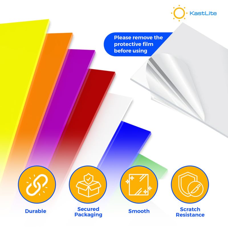 KastLite Colored Acrylic Sheets Nominal 18" x 18" - Plastic Sheet Easy to Cut, Saw, Shape, Laser Cut - Ideal for Arts & Crafts & DIY Projects- Durable, Lightweight, Scratch Resistant - Yellow 2 Pack