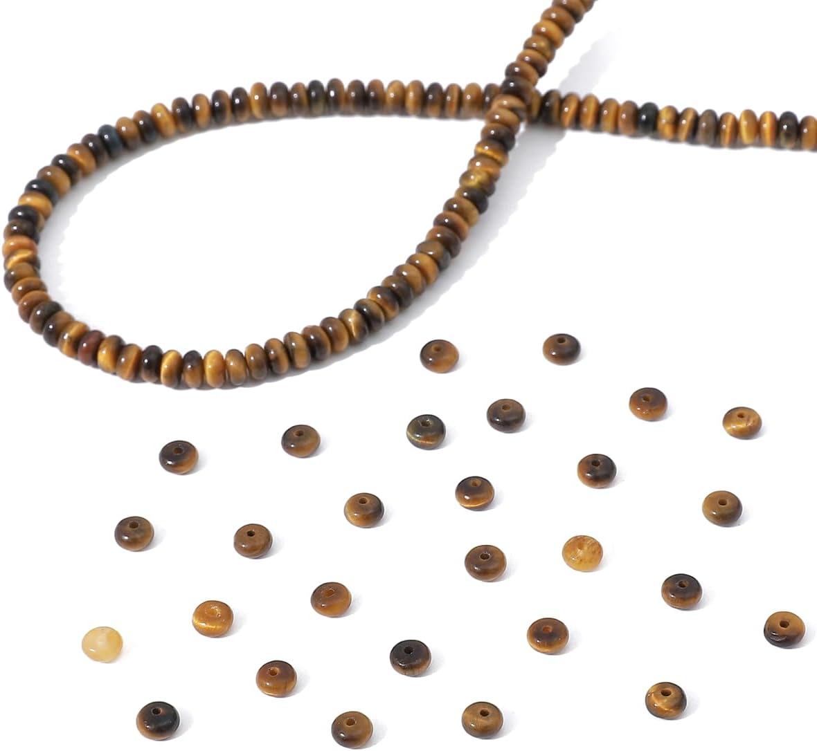 Natural Yellow Tiger Eye Disk Stone Beads 4x2mm 160pcs Rondelle Loose Semi Gemstone Beads for Jewelry Making Design