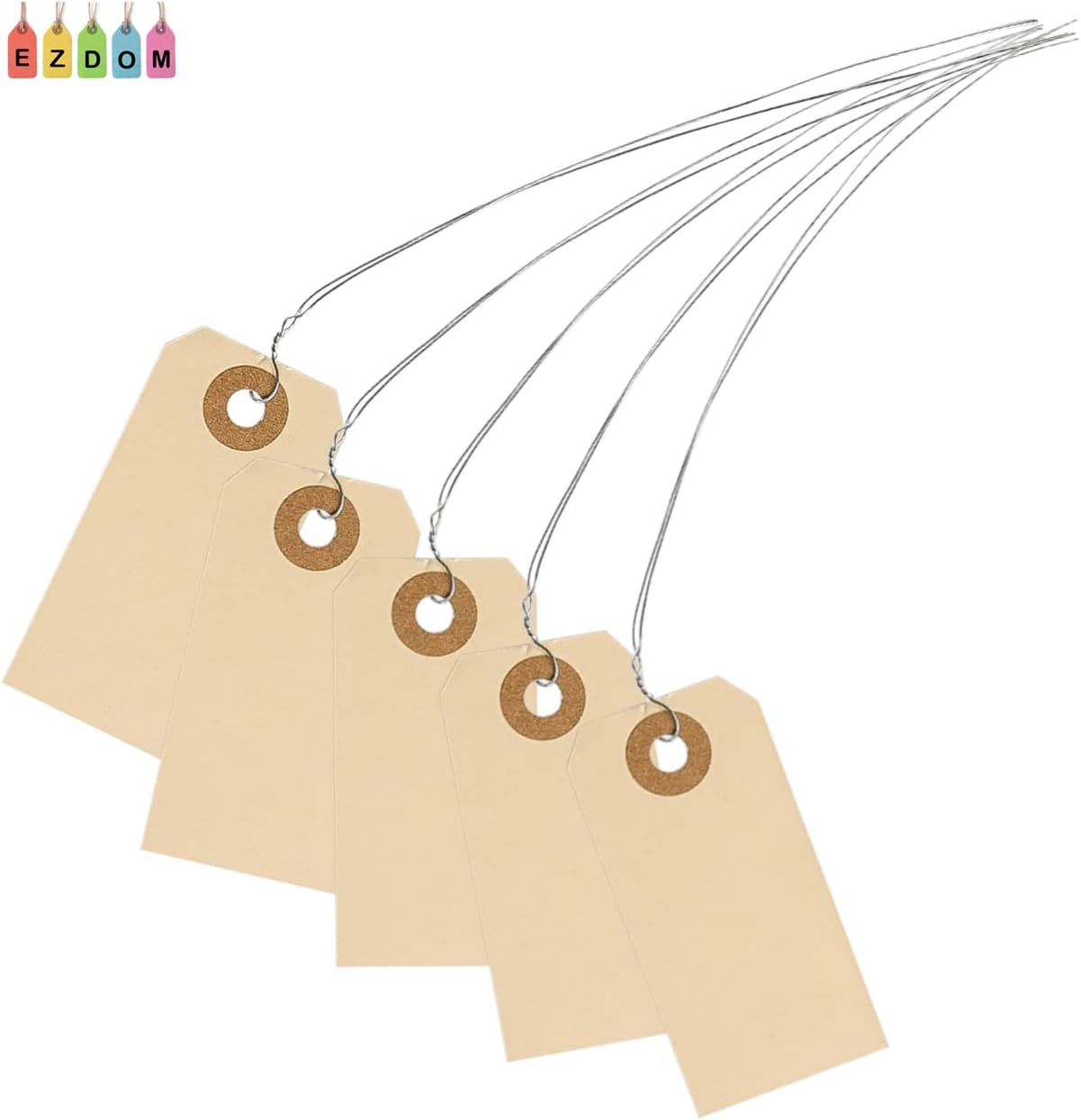 Shipping Tags with Wire Ties #1-2 3/4” x 1 3/8” - 250 Blank Manilla Tags with Wire Attached and Reinforced Hole, Wire Labels Write On