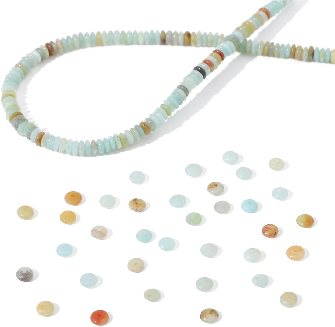 Natural Amazonite Disk Stone Beads 4x2mm 160pcs Rondelle Loose Semi Gemstone Beads for Jewelry Making Design