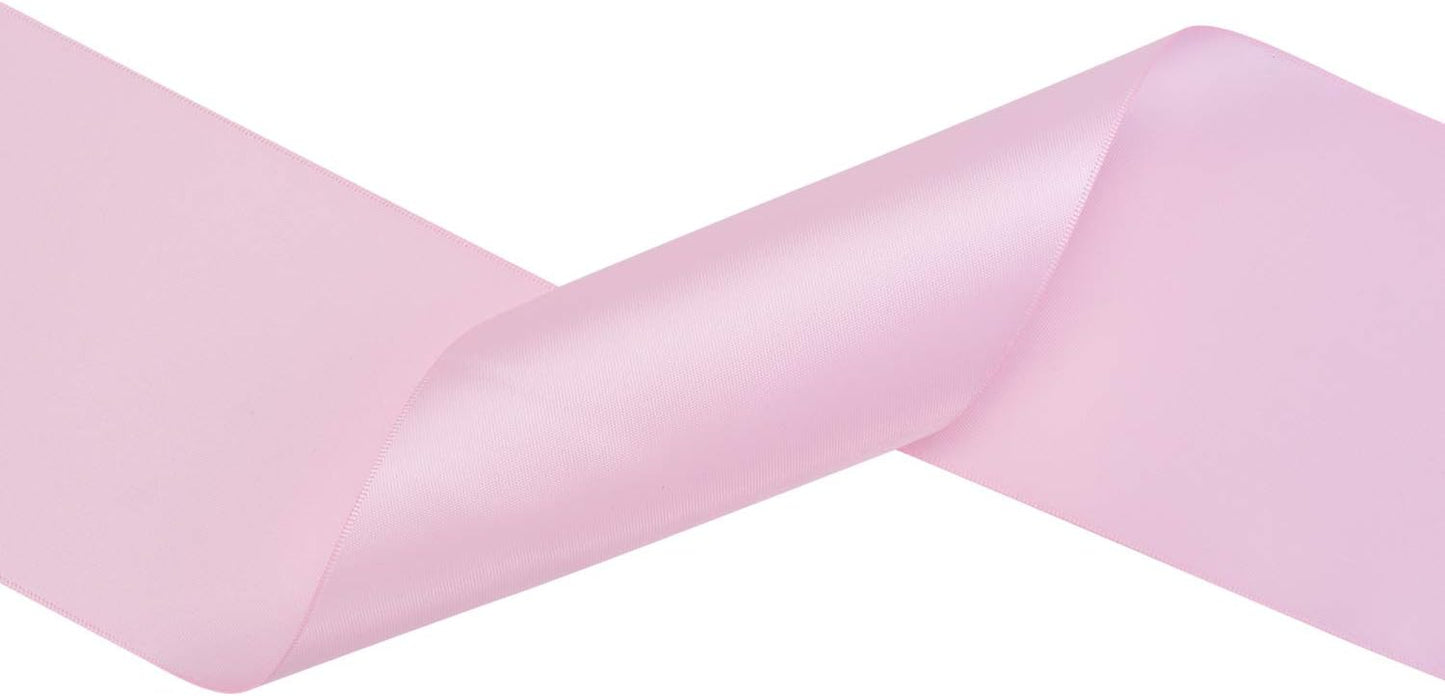 YAMA Double Face Satin Ribbon Roll - 4 inch Wide Solid Color Craft Ribbon, Great for Chair Sash,Making Bow, Sewing and Wedding Bouquet- 5 Yard/Spool, Pink