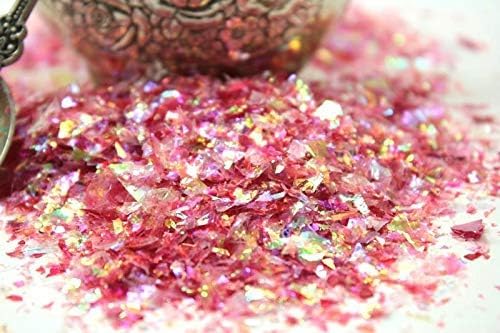Red-Iridescent Ice Flakes- Iridescent Ice Glitter Flakes for Nail Art - Lightweight Holographic Polyester - 311-4338 - 1/2 oz (14 grams)