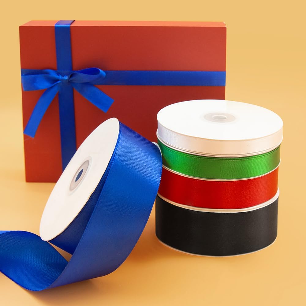 1-1/2" x 50 Yards Satin Ribbon - Silver Silk Ribbon with Spool - Ideal for Gift Wrapping, Floral Bouquets, Crafts, Wedding Party Decorations, Christmas and Sewing Projects