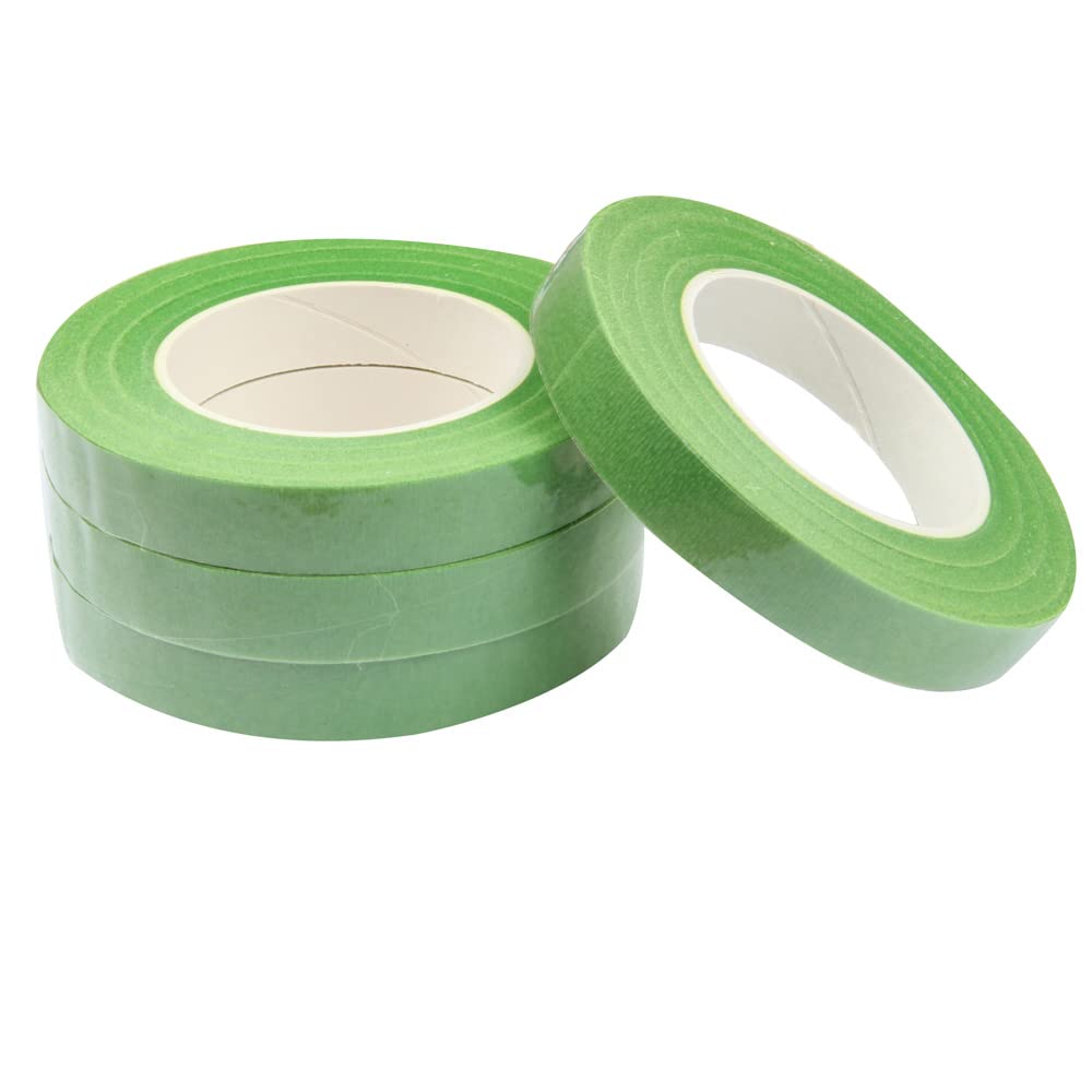 4 Rolls Floral Tape 1/2" Wide 30 Yards/Roll Floral Tapes for Bouquet Stem Wrap and Flowers Making Craft Projects (Light Green)