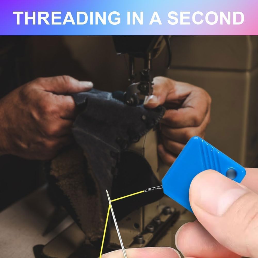 Automatic Needle Threaders for Hand Sewing, 2025 Upgrade Embroidery Floss, Sewing Machine Needle Threader, Sewing Supplies Tool, Fits All Needle Sizes (1, Light Blue)