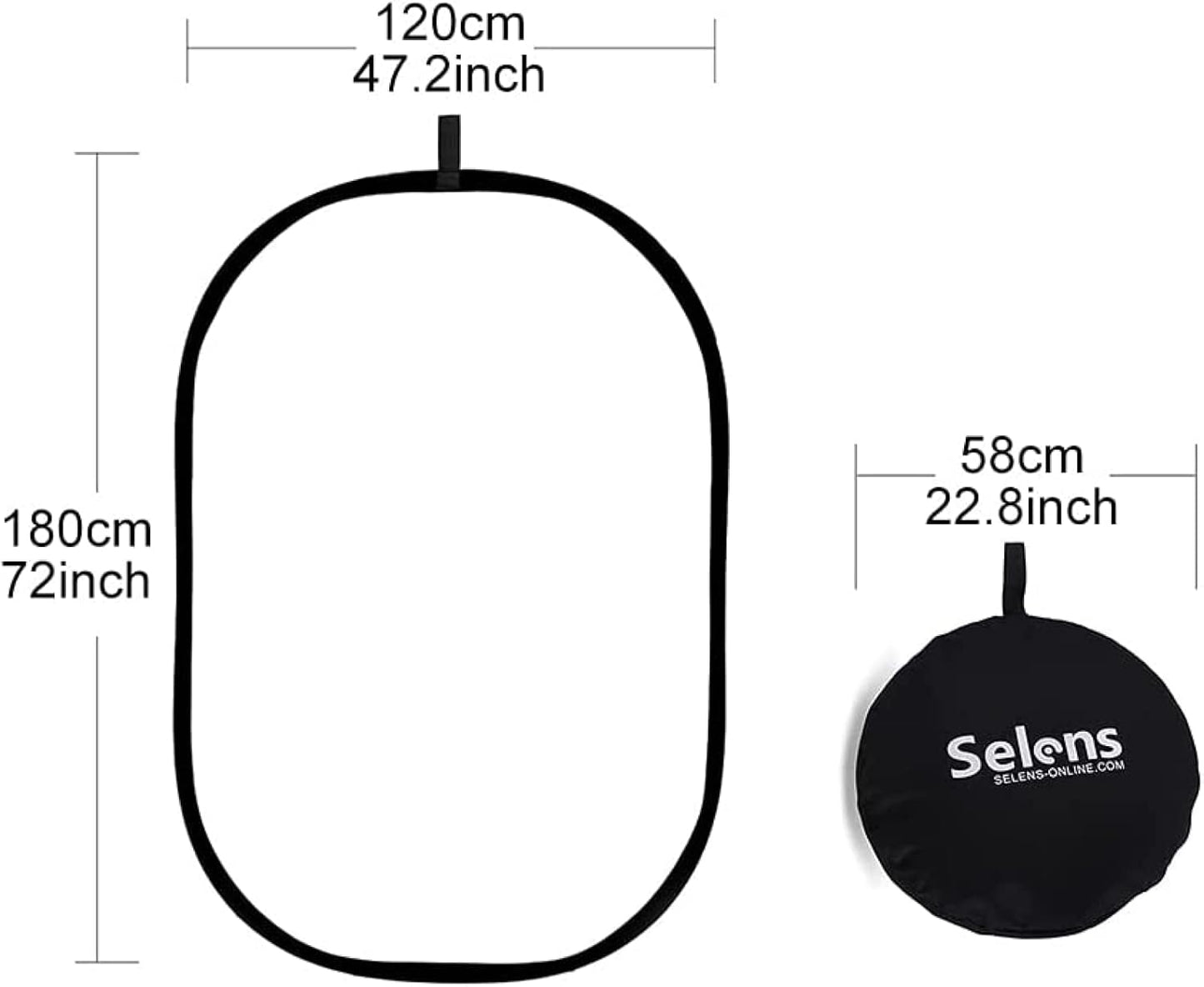 Selens Oval Light Reflector Diffuser, 47x70.8inch/120x180cm Collapsible Soft Light Diffusion with Portable Carrying Bag for Photo Studio & Outdoor Lighting