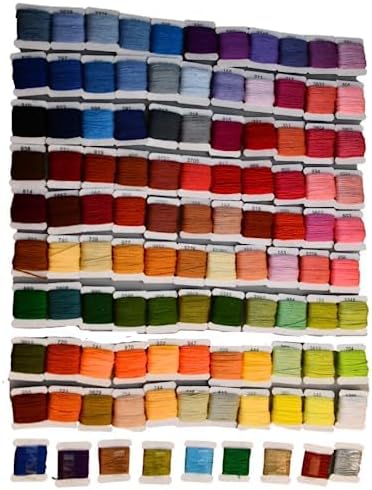 Embroidery Floss Kit 108 Colors 99 Cotton 9 Metallic Threads On Plastic Bobbins, Dmc Color Coding for Cross Stitch, Friendship Bracelets, String Crafts