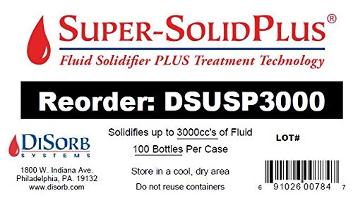DiSorb Suction Canister Sterilizer Absorbent Powder - Absorbs Bodily Fluids & Blood - for Hospitals, Health Care Facilities, Veterinary Clinics - EPA Approved Solidifier - 500cc -100 Bottles Per Case