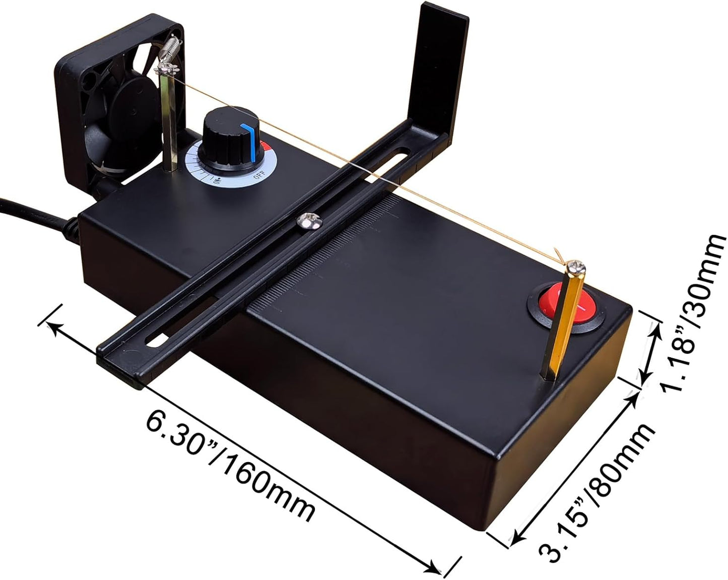 DRQG50-B Heat Cutting Ribbon Cutter, Electric Rope Cutter Thermal Supplies Portable with Screwdriver for Ribbon Braid Nylon Band Ropes Versatile Rope Ribbon Thermal Cutter with Fan