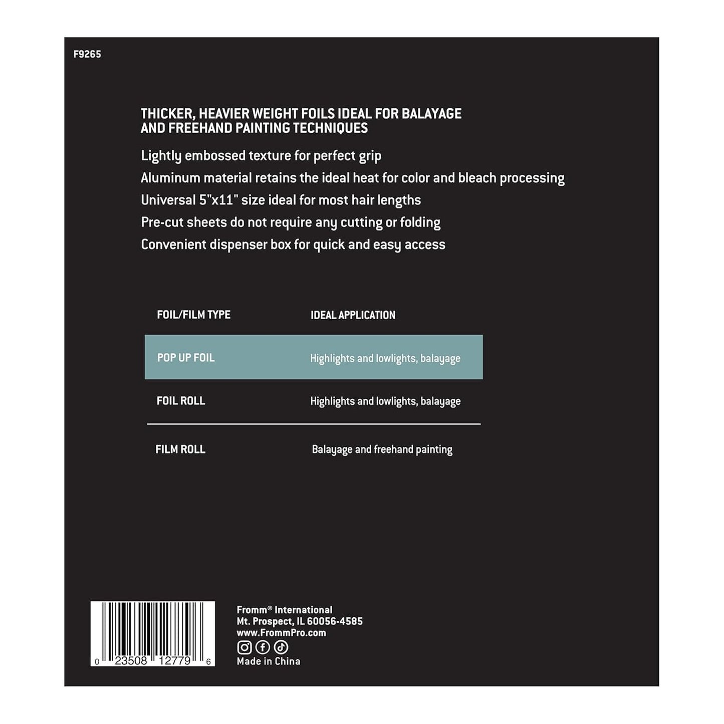 Fromm Pop Up Hair Foils, Silver Foils, Cosmetology Supplies, Hairstylist Essentials, Lightweight, Ideal for Highlighting and Coloring, Precut, 5" x 11", 500 Foil Sheets