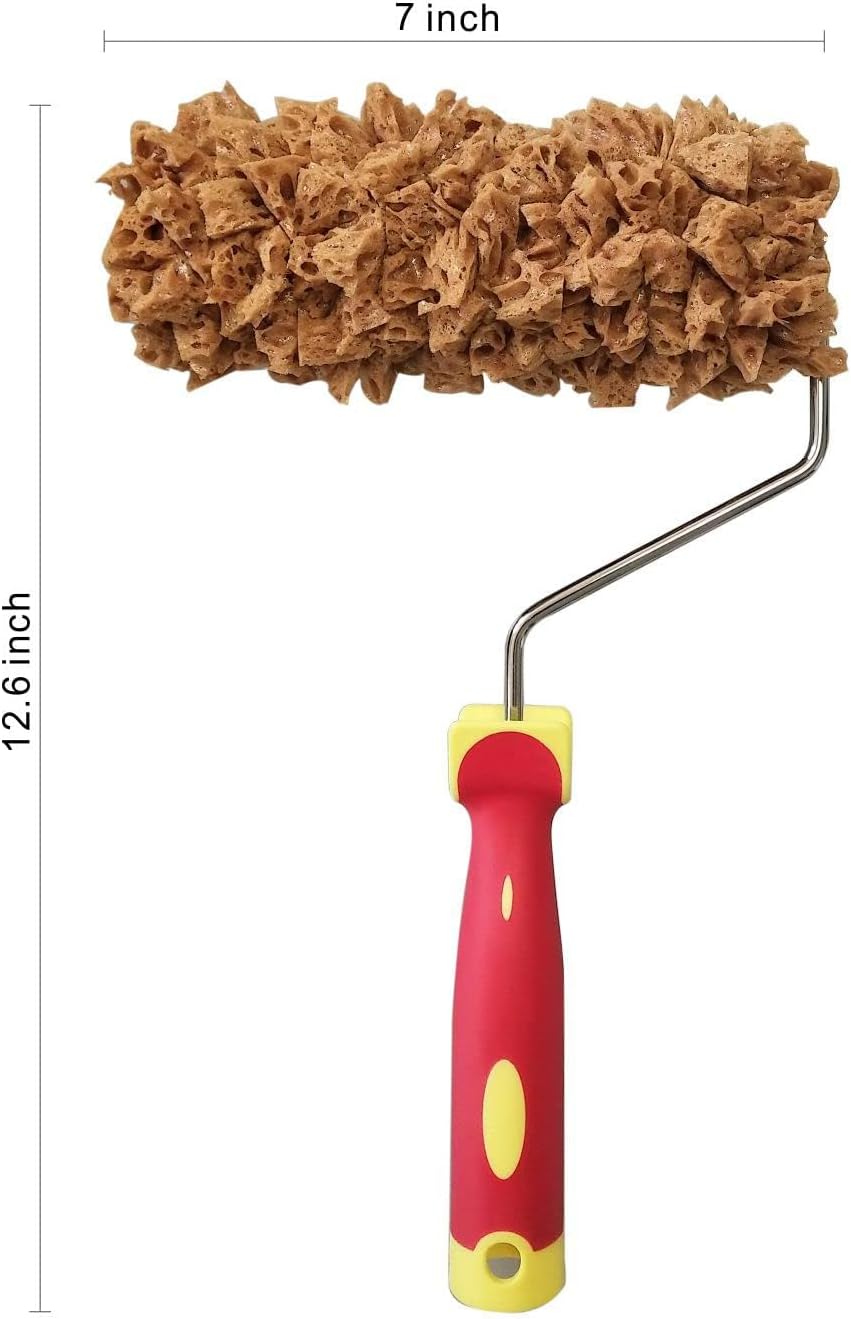 Hanroy Sponge Paint Roller Small 7" for Texture Painting Decorators Brush Tool, Fast and Easy Pattern Art Sponge Roller for Home Wall(RM478K)