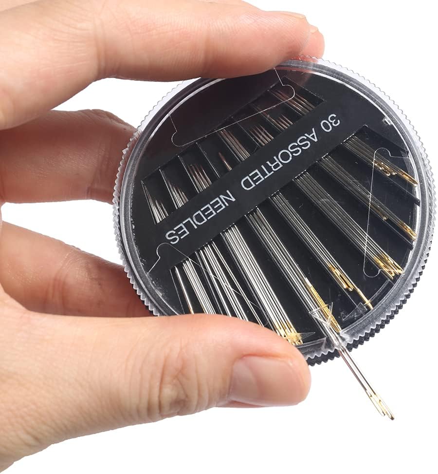 Eketirry Premium Hand Sewing Needles,4 Pack 30-Count Assorted Needles for Sewing Repair, 6 Different Sizes Sewing Needles with 2 Threaders (Black,4)