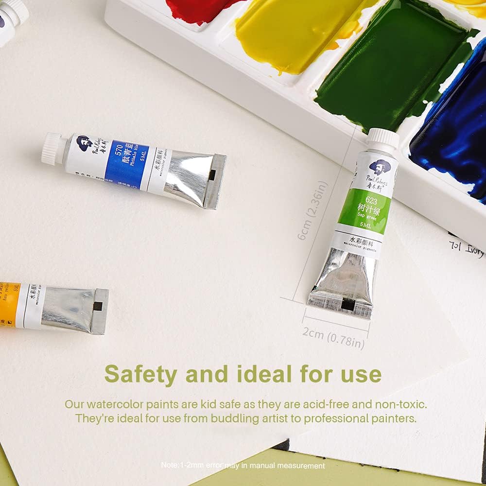 Paul Rubens Watercolor Paint, 36 Vibrant Colors Rich Pigments for Watercolor Painters, Students, Beginners, Hobbyist, Ideal for Many Watercolor Applications (5ml Each Tube)
