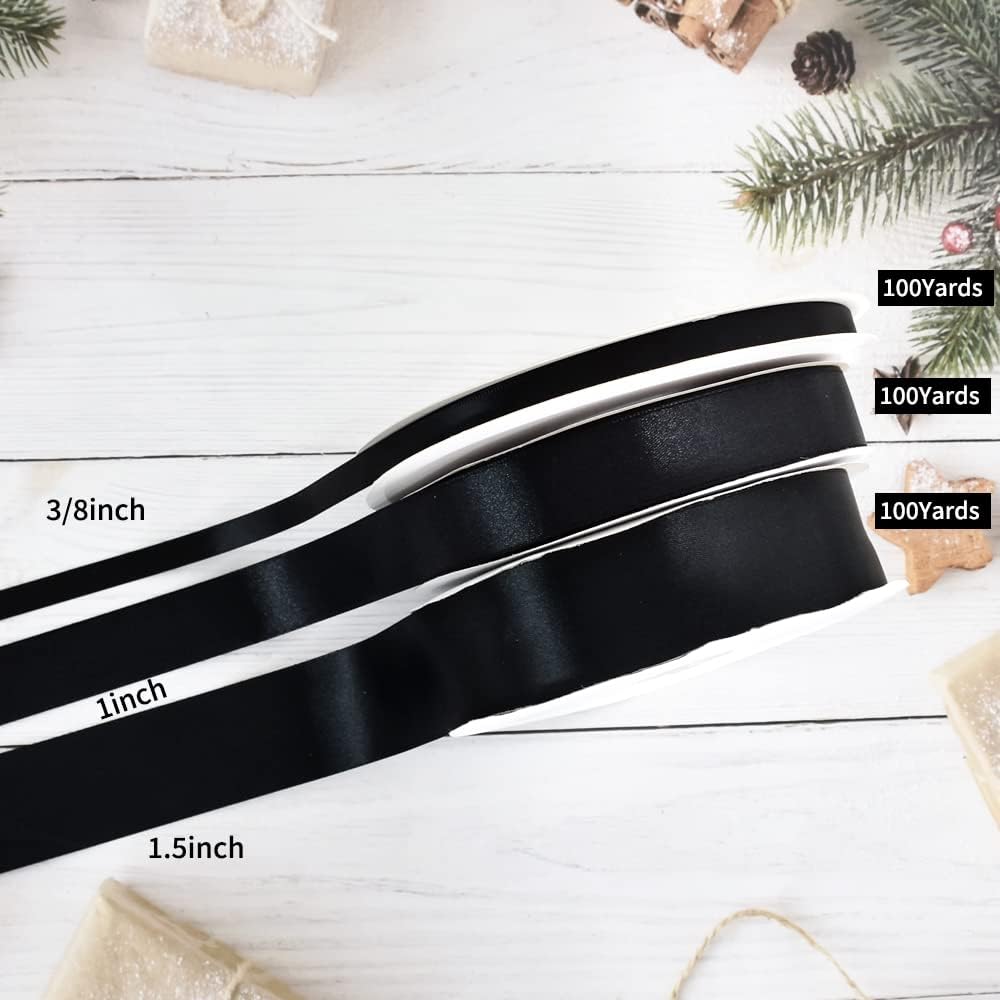 TONIFUL 1 Inch x 100yds Purple Satin Ribbon, Thin Solid Color Satin Ribbon for Gift Wrapping, Crafts, Hair Bows Making, Wedding Party Decoration, Invitation Cards, Floral Bouquets, Christmas,Halloween