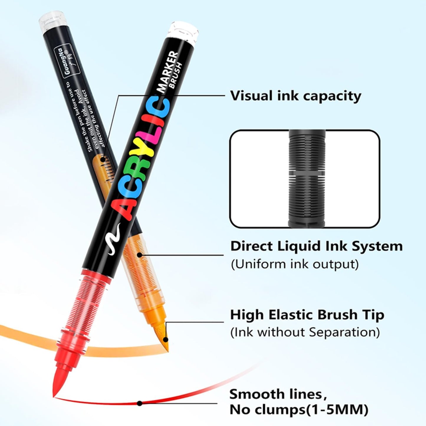 Acrylic Paint Markers Pens, 120 Vivid Colors Acrylic Markers Set,Direct Liquid Type, Stackable Color, Odorless Soft Head,Markers for School,Tooli Art ,Fabric & Creative Crafts (120)