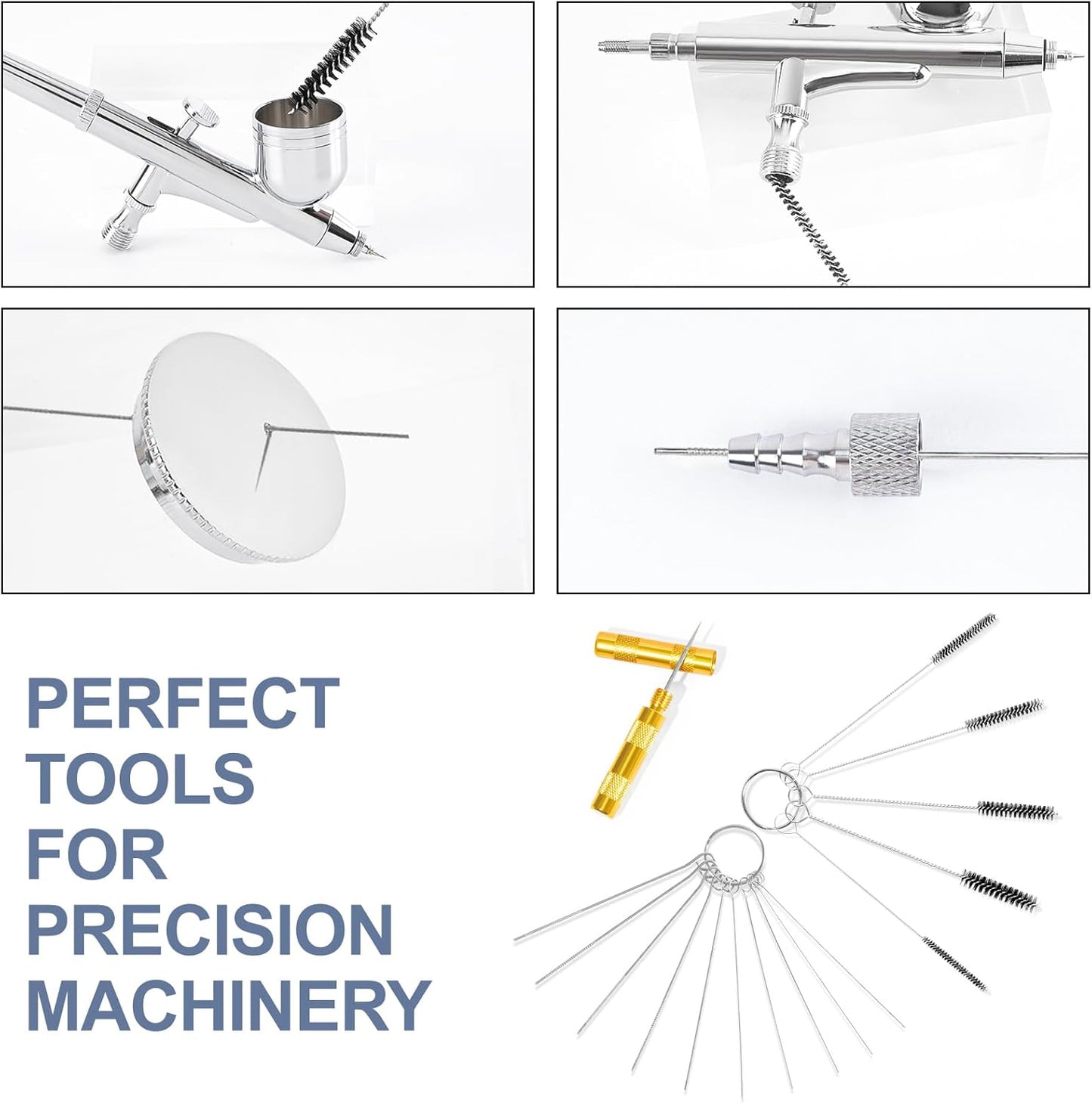 Airbrush Cleaning Kit, Airbrush Cleaner for Spray Paint Airbrush Cleaning, 16PCS Airbrush Accessories with 10 Cleaning Needles, 5 Cleaning Brushes and 1 Sharp Pick Needle