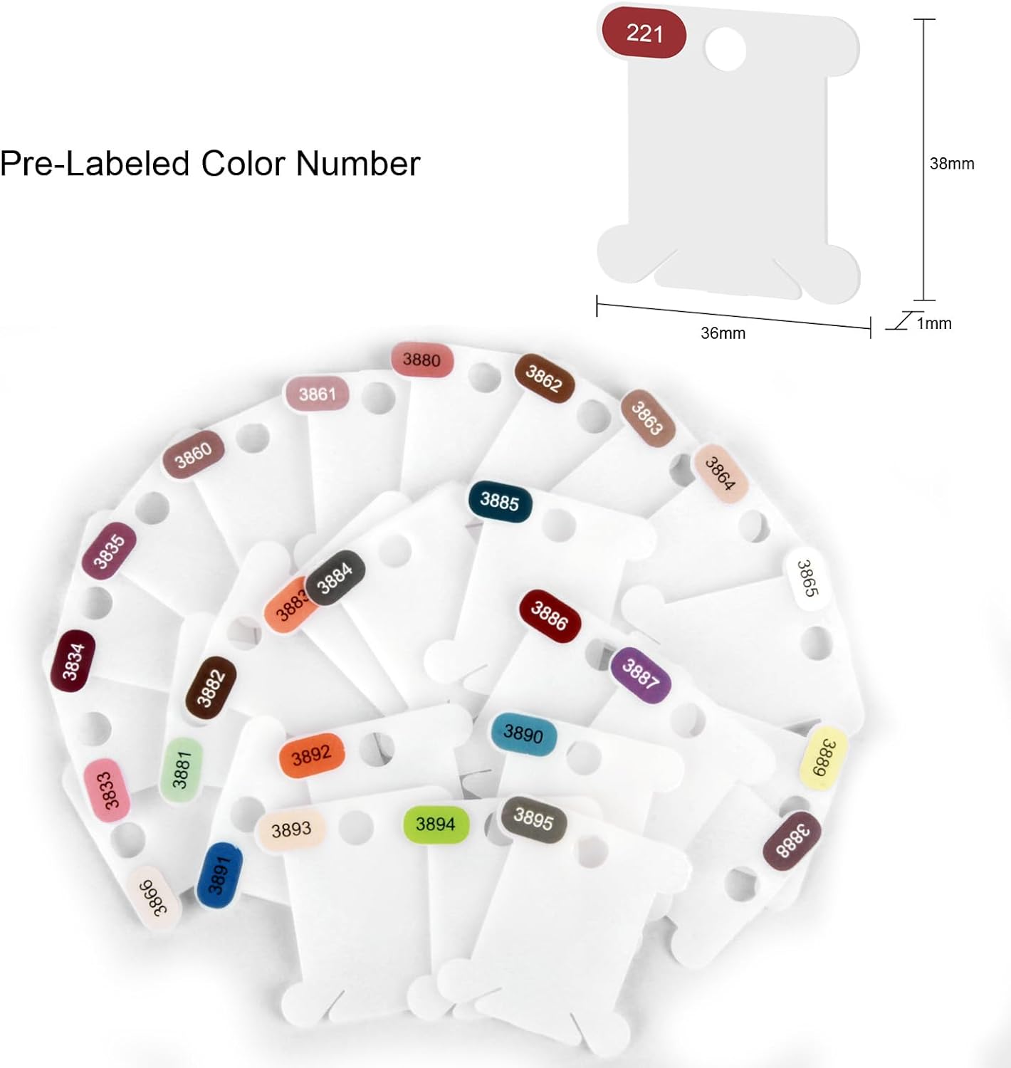 Hamtery Plastic Embroidery Floss Bobbins, Pre-Labeled Color Number Embroidery Thread Organizer for Cross Stitch Thread Storage-No Foam Inserts (Set 2: 250pcs)