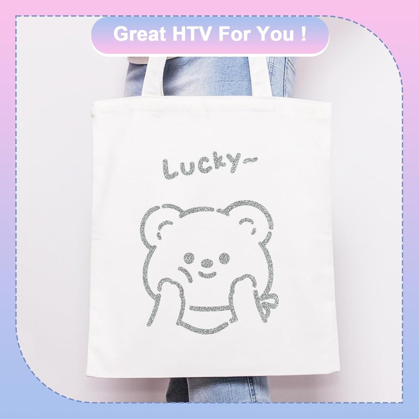 ASIMEROD Silver Glitter Heat Transfer Vinyl Rolls- 12" x 10ft. Silver Glitter Iron on Vinyl for DIY T-Shirts, Glitter for All Cutters, Heat Transfer Vinyl