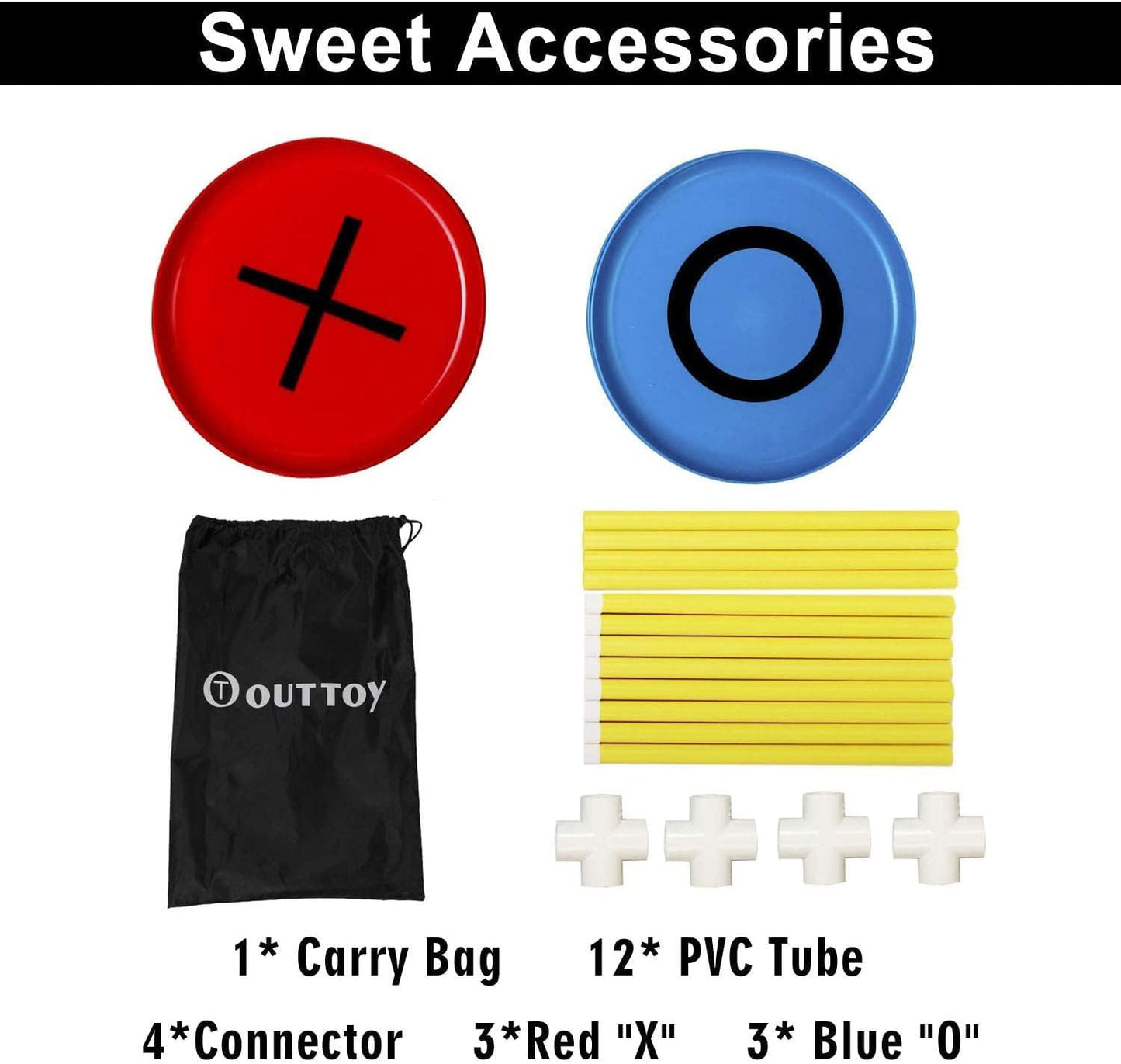 Giant Tic Tac Toe Game, Premium Portable PVC Framed Yard Toss Game, Large Outdoor Indoor Tic Tac Toe Game for Adults and Kids(4ft x 4ft)