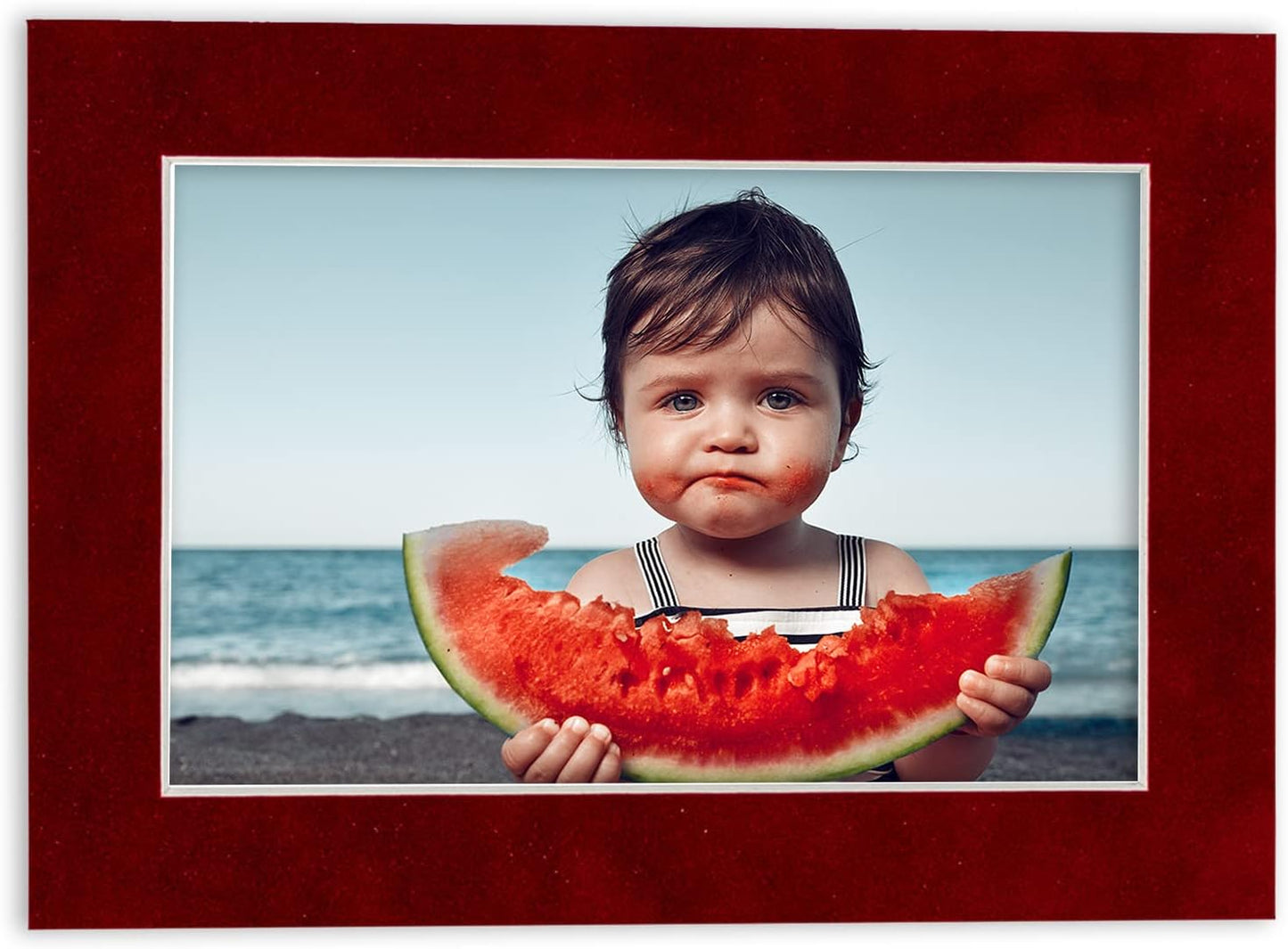 Pack of 25 Acid Free 8x10 Mats Bevel Cut for 6x8 Photos - Bright Red Suede Precut Matboards For Pictures, Photos, Framing - 4-ply Thickness