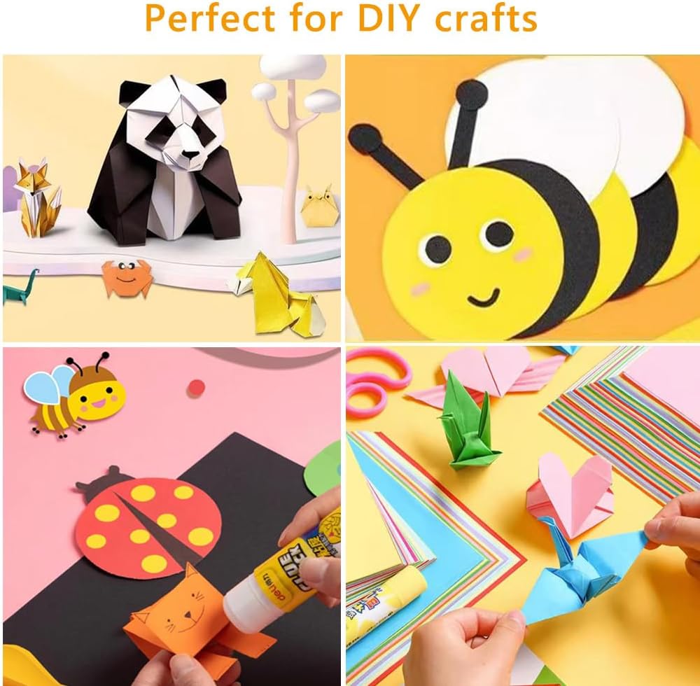 A4 Origami Paper White 100 Sheets, 8.27×11.7 inch Double Sided Color Easy Fold Big Origami Paper A4 Colored Copy Papers Thin 70gsm for Beginners, DIY handwork Art and Craft Projects (210 x 297 mm)