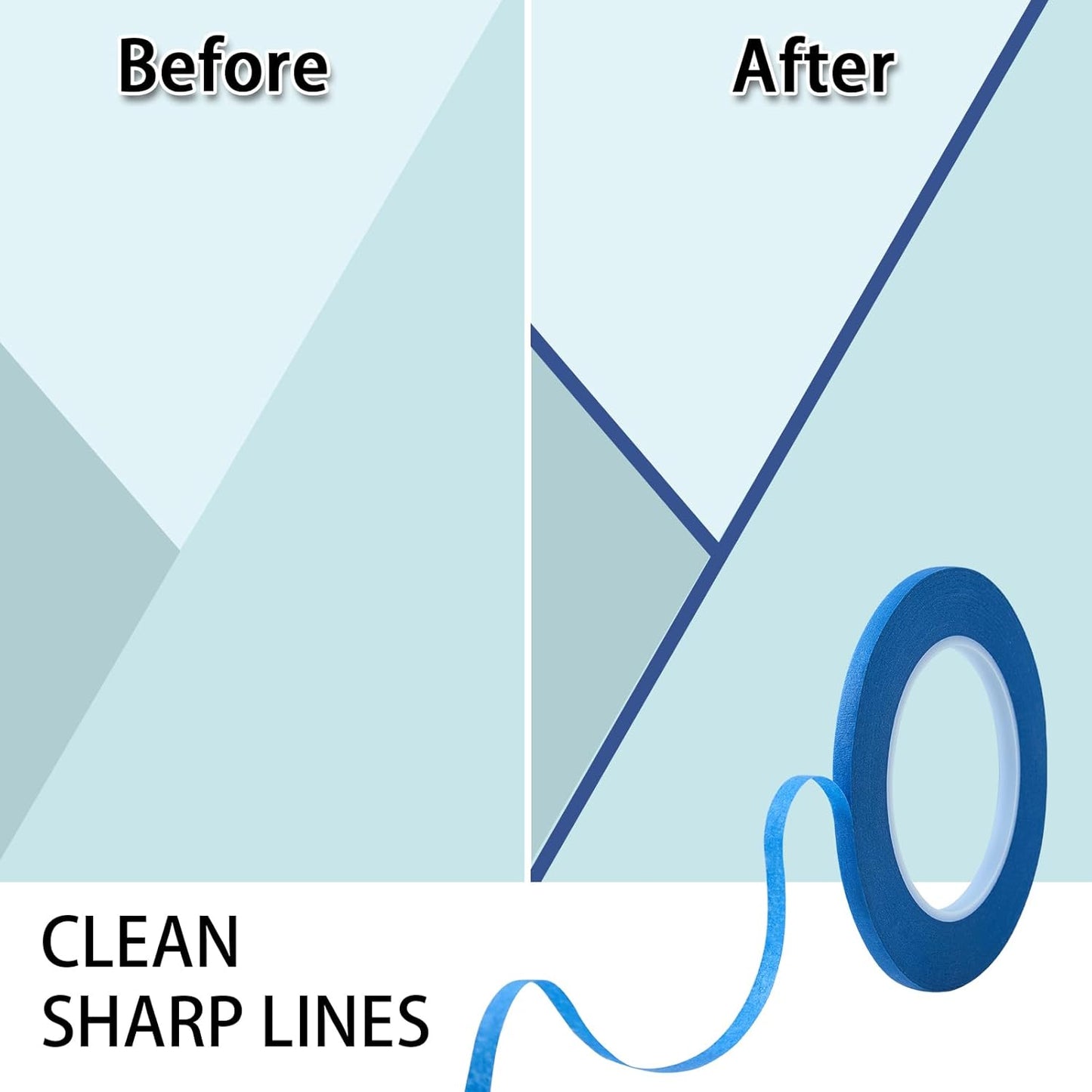 2 Pack 1/4" inch x 60yd Blue Painters Tape Easy Removal Thin Narrow Finishing Masking Tape Painting Tape Wall Tape, No Residue and Good Adhesive (0.25 in 6MM)