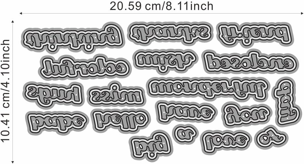 Metal Cutting Dies DIY Merry Christams Embossing Stencil Template Scrapbooking Card Making Mold Photo Album Arts Crafts Tools (Hello Thanks-20.6x10.4cm)