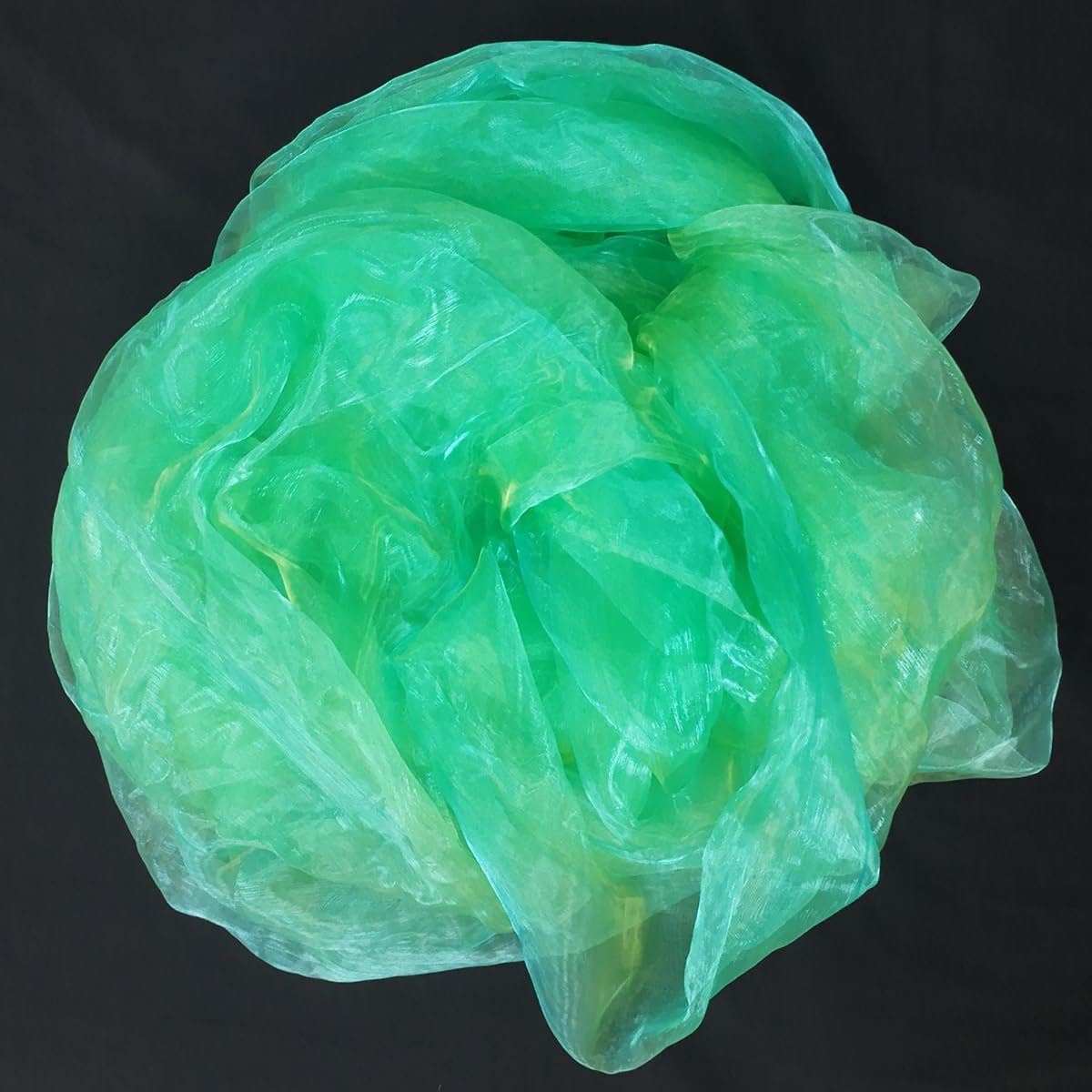 Two-Tone Iridescent Holographic Organza Fabric - 11 Yards by The Yard | Lightweight Sheer Tulle | for Wedding Dresses, Party Decor, DIY Crafts, Shiny Backdrops(Grass Green + hint of Yellow)