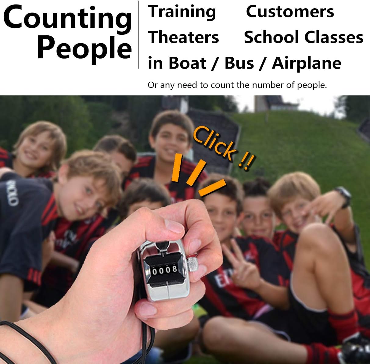 Amble Tally Clicker Counter, Metal Case Mechanical Clicker Digital Handheld Tally Counter with Nylon Lanyard