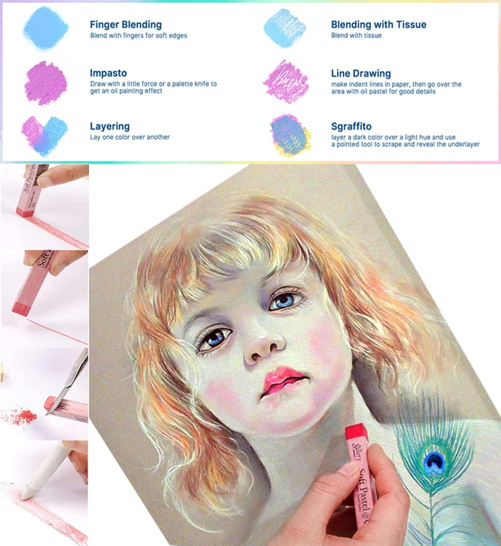 6pcs Square Black Soft Pastel Set, Professional Artist's Sketching Chalk Pastels Sticks Oil Painting Kit Art Crayons Non Toxic Individual Color Drawing Soft Pastels for Artist,Beginner