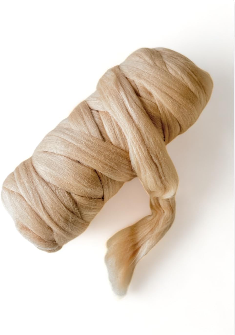 Colored Natural Wool roving, 1 lb. Best Wool for Needle Felting, Wet Felting, handcrafts and Spinning. (Cream Beige, 1 lb)
