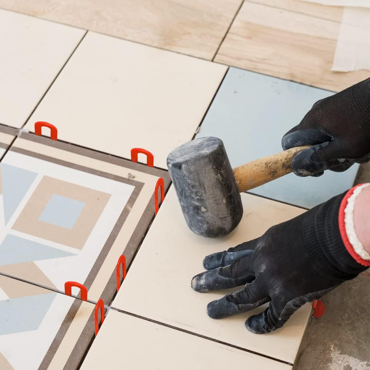 DGSL Tile Leveling System Tile Spacers 1/16+1/8+3/16+1/4 Inch, 400 pieces Horseshoe Shim U Shape Plastic Tile Leveling Clips for Various Types of Tile Leveling