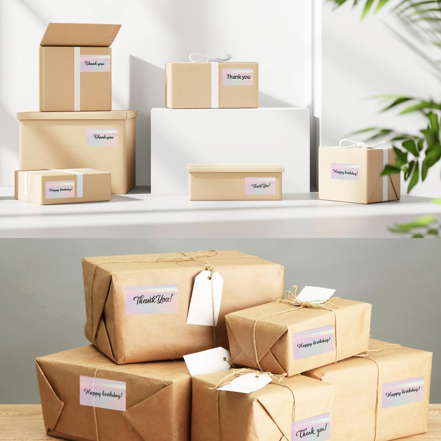 Transparent Clear Thermal Label Stickers, 2 x 1 Inch Printable Transparent Stickers, Holographic Pink Direct Clear Thermal Labels, Perforation Line Design- 200 Sheets