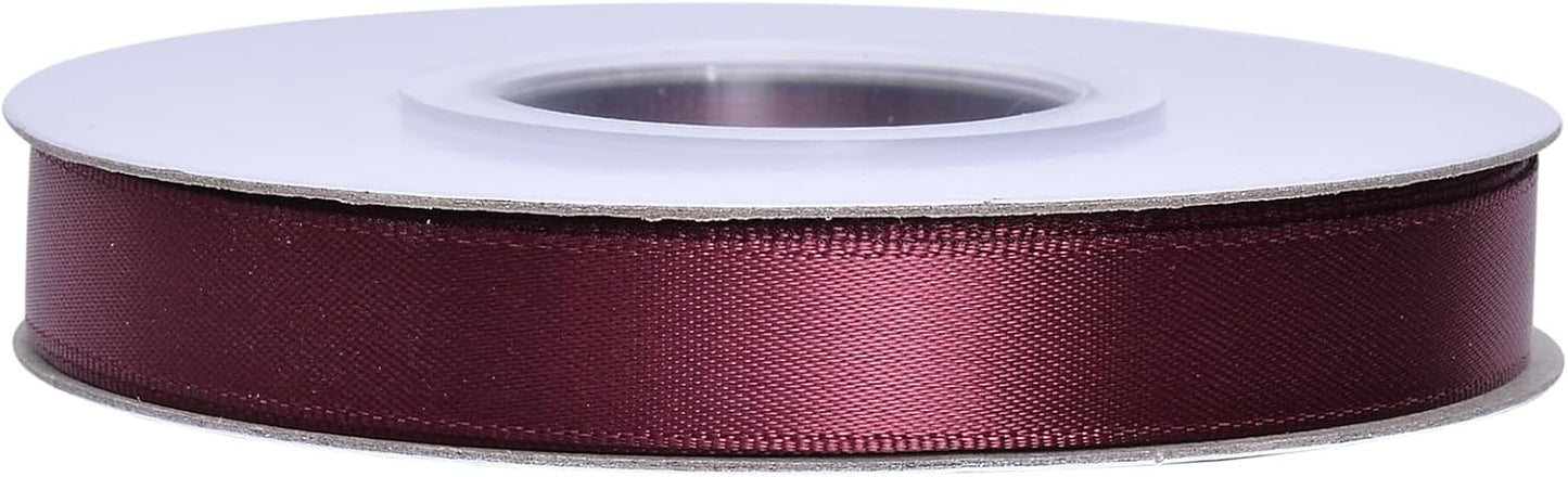 YAMA Burgundy Double Faced Satin Ribbon 1/2 Inch 25 Yards Burgundy Fabric Ribbon for Gift Wrapping Crafts Hair Bows Wedding Party Christmas Decoration