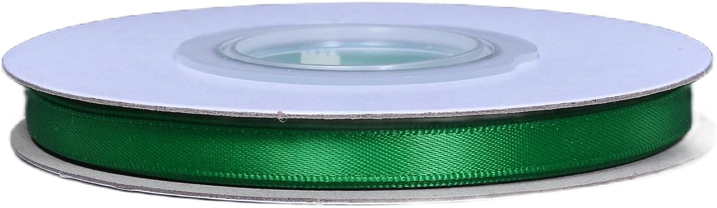 YAMA Green Double Faced Satin Ribbon 1/4 Inch 25 Yards Thin Green Ribbon for Gift Wrapping Crafts Hair Bows Wedding Party Decoration