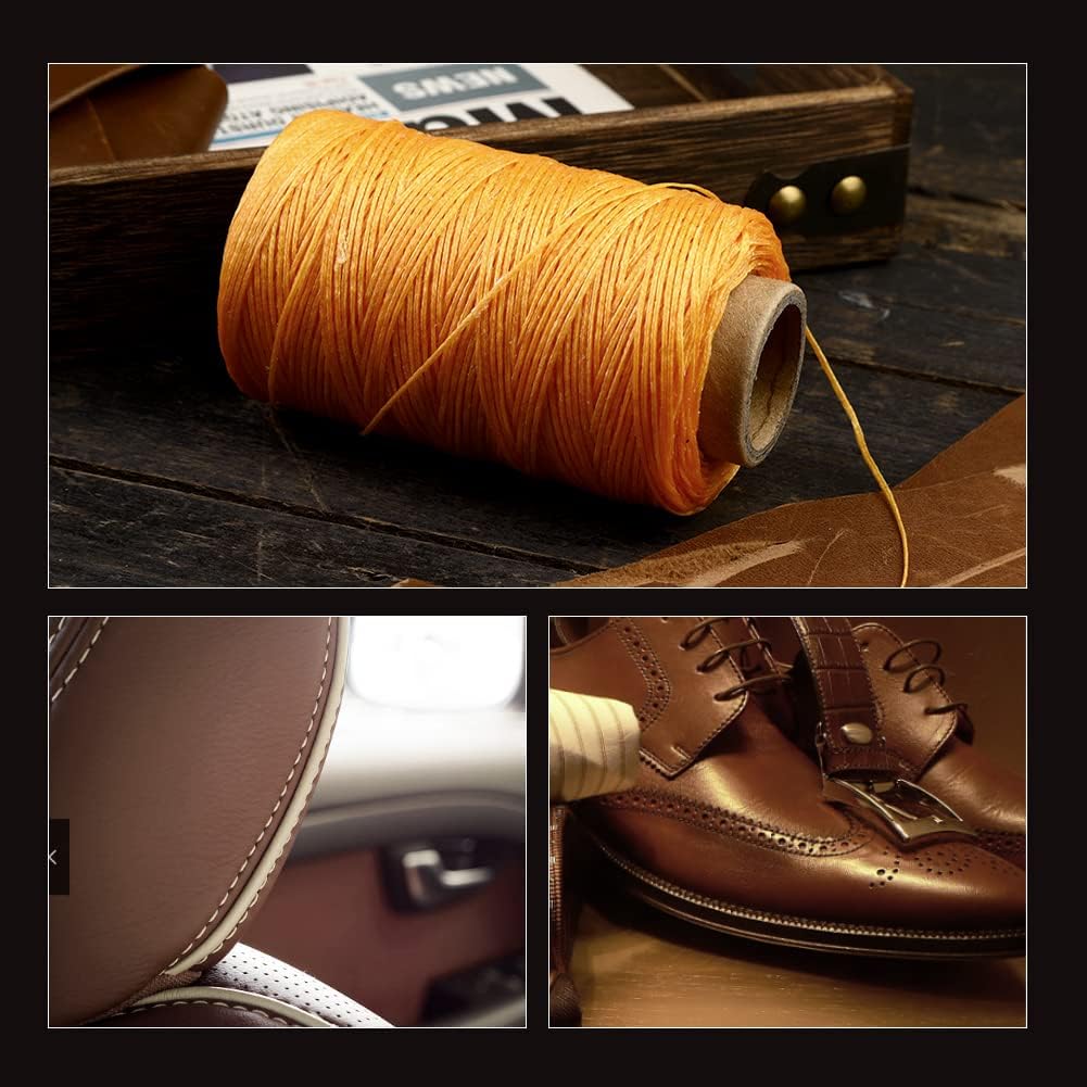 284 Yards Waxed Thread, 210D Heavy Duty Upholstery Wax Thread for Leather Sewing, 0.8mm Flat Waxed Cord for Bookbinding/Shoe Repairing/Leather Projects