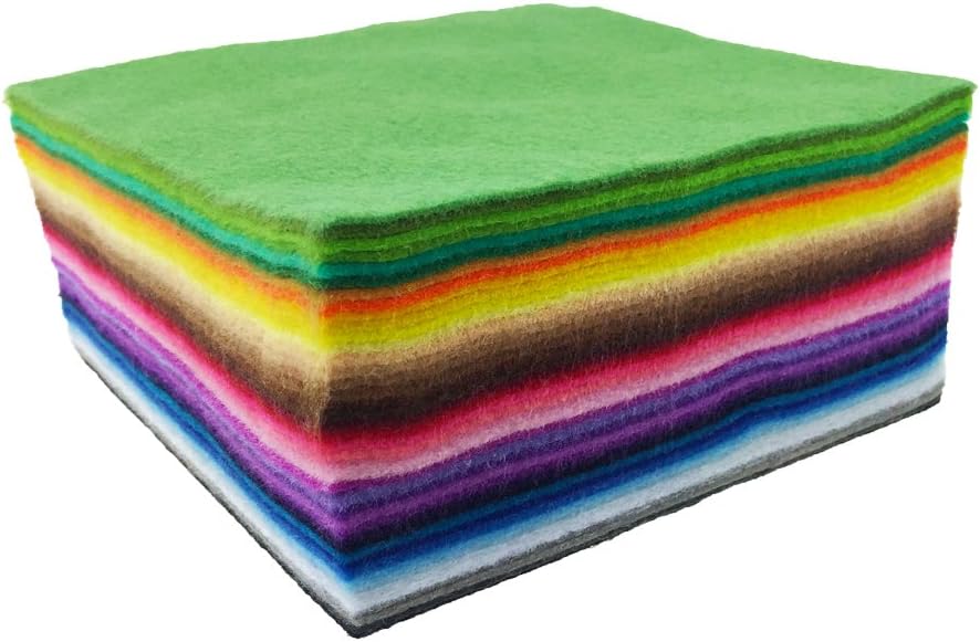 flic-flac 42pcs1.4mm Thick Soft Felt Fabric Sheet Assorted Color Felt Pack DIY Craft Sewing Squares Nonwoven Patchwork (10cm * 10cm)