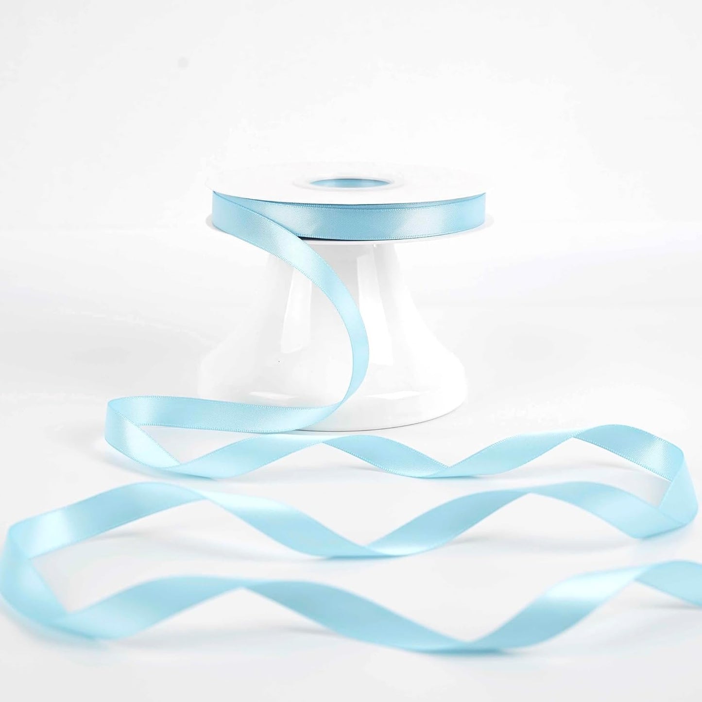 HUIHUANG Blue Satin Ribbon 1/2 inch X 50 Yards Continuous, Baby Blue Double-Faced Satin Ribbon for Gift Wrapping, Bows, DIY Crafts, Flower Bouquet, Baby Shower Wedding Decor